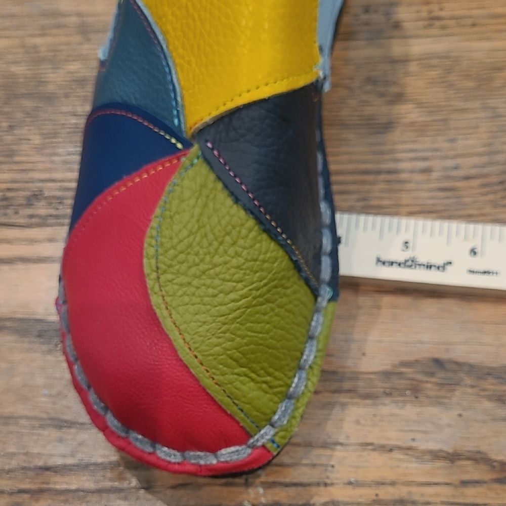 Colorful Patchwork Leather Loafers - image 7